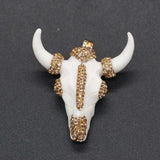 Bull Bone Pendant with Crystal Rhinestone for DIY Necklace Making