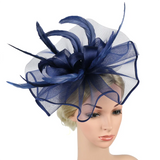 Women Fascinators Hat Flower Mesh Feathers Hat Headwear for Cocktail Tea Party