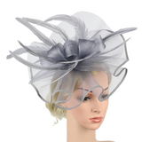 Women Fascinators Hat Flower Mesh Feathers Hat Headwear for Cocktail Tea Party