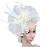 Women Fascinators Hat Flower Mesh Feathers Hat Headwear for Cocktail Tea Party