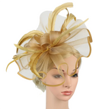 Women Fascinators Hat Flower Mesh Feathers Hat Headwear for Cocktail Tea Party