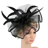 Women Fascinators Hat Flower Mesh Feathers Hat Headwear for Cocktail Tea Party
