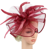 Women Fascinators Hat Flower Mesh Feathers Hat Headwear for Cocktail Tea Party