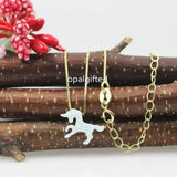 Women Purple Opal Unicorn Pendant Necklace Lady Jewelry Gift