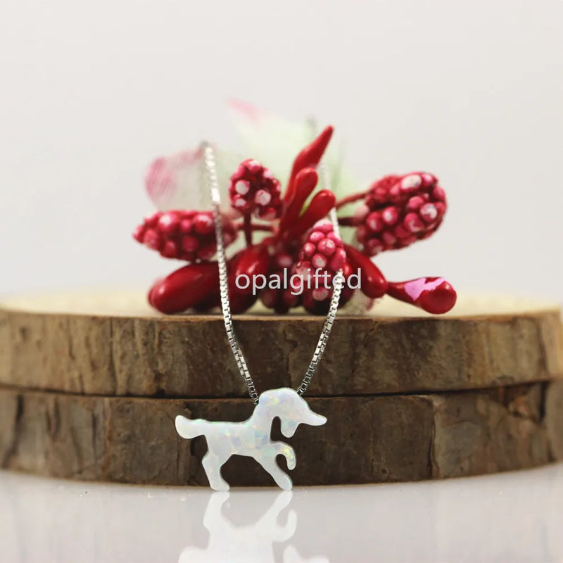 Women Purple Opal Unicorn Pendant Necklace Lady Jewelry Gift
