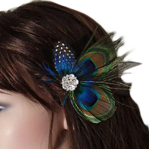 Peacock Feather Fascinator Clip Races Wedding Bridal Tiara Hairpin