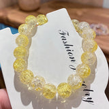 Women's Cracked Quartz Crystal Beaded Stretch Bracelet Bangle