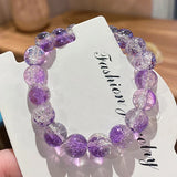 Women's Cracked Quartz Crystal Beaded Stretch Bracelet Bangle