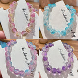 Women's Cracked Quartz Crystal Beaded Stretch Bracelet Bangle