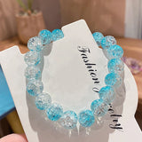 Women's Cracked Quartz Crystal Beaded Stretch Bracelet Bangle
