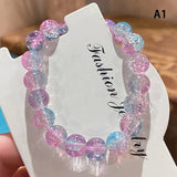 Women's Cracked Quartz Crystal Beaded Stretch Bracelet Bangle