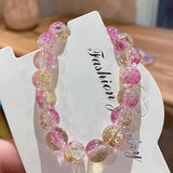 Women's Cracked Quartz Crystal Beaded Stretch Bracelet Bangle
