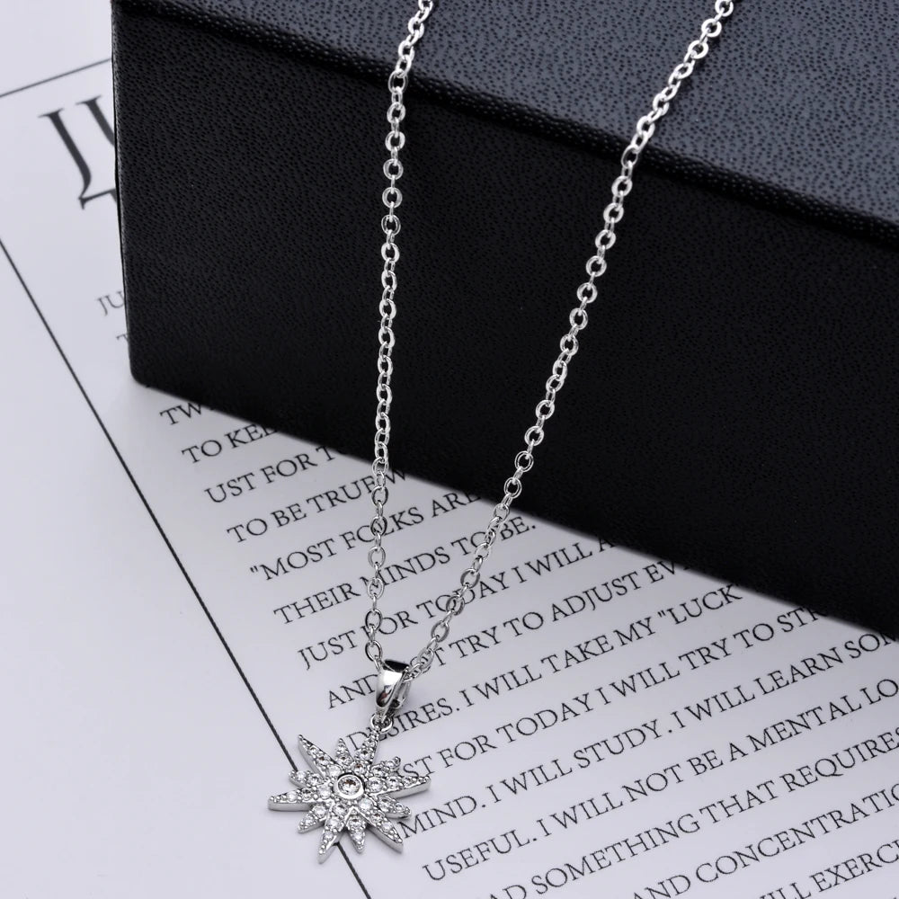 Zircon Stone Necklace Pendant for Women, Silver Jewelry Charm