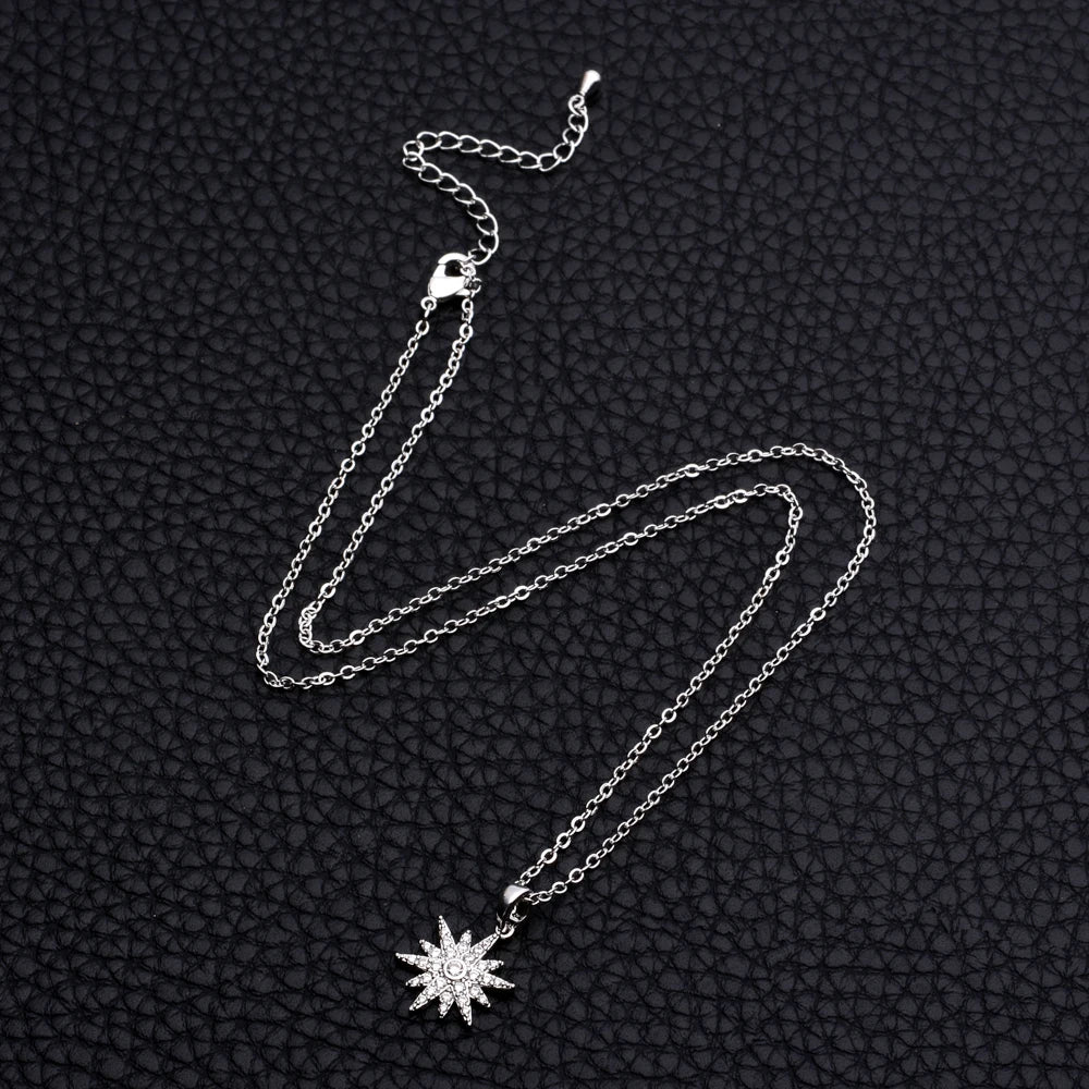 Zircon Stone Necklace Pendant for Women, Silver Jewelry Charm