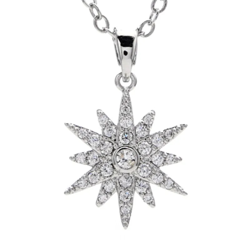 Zircon Stone Necklace Pendant for Women, Silver Jewelry Charm