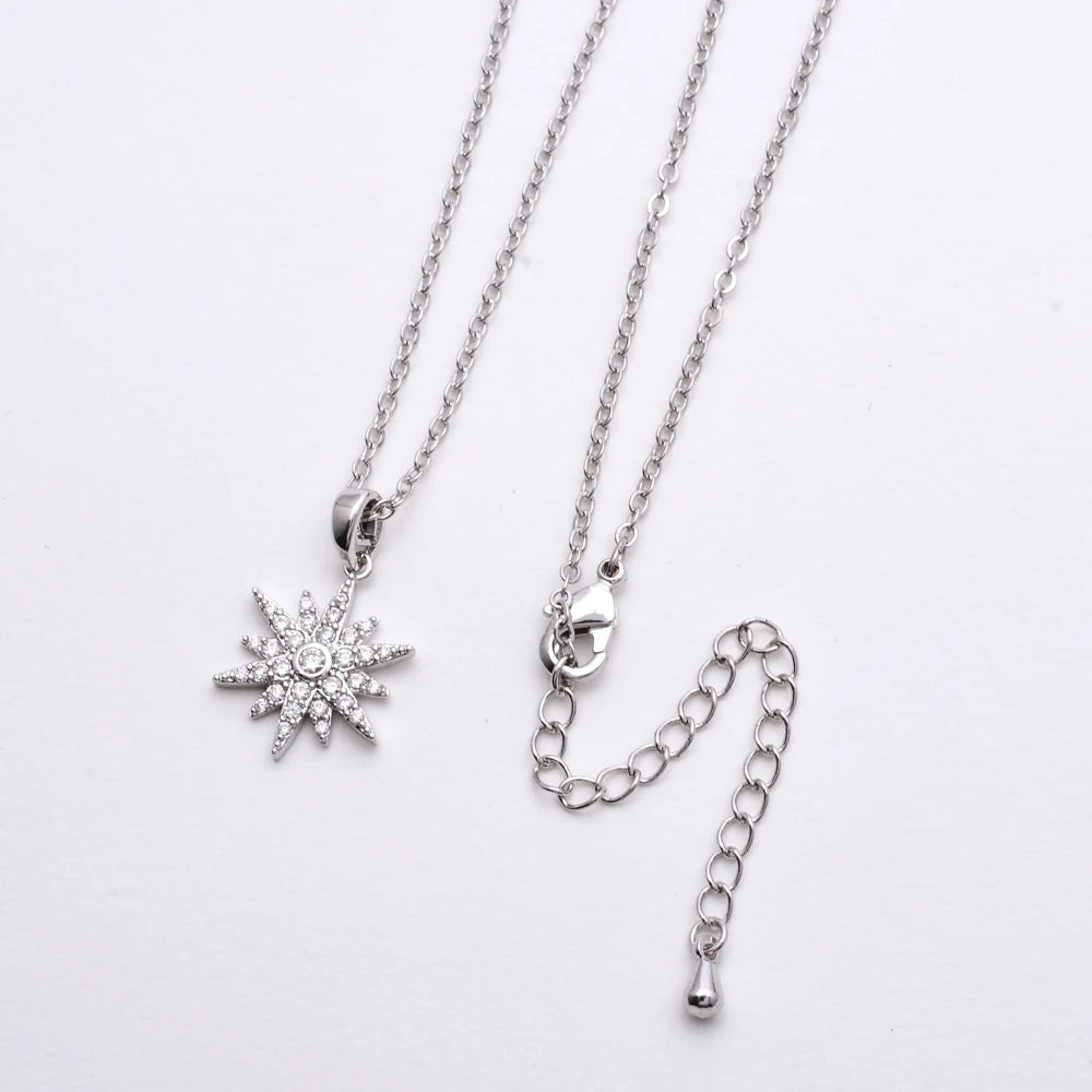 Zircon Stone Necklace Pendant for Women, Silver Jewelry Charm
