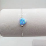 Opal Heart Bracelet 925 Sterling Silver Box Chain 10mm