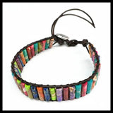 Natural Gem Stone Bracelets with Leather Bands for Women