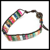 Natural Gem Stone Bracelets with Leather Bands for Women