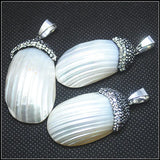 1PC Oval Natural Shell Pendants Mother of Pearl Beads Saltwater Shell Beads