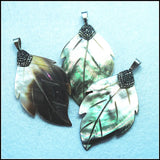 1PC Rhinestone Leaf Shell Pendant 65x45mm Mother of Pearl DIY Jewelry