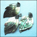 1PC Rhinestone Leaf Shell Pendant 65x45mm Mother of Pearl DIY Jewelry