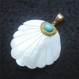 Yellow Lip Shell Pendant with Stone & Freshwater Pearl