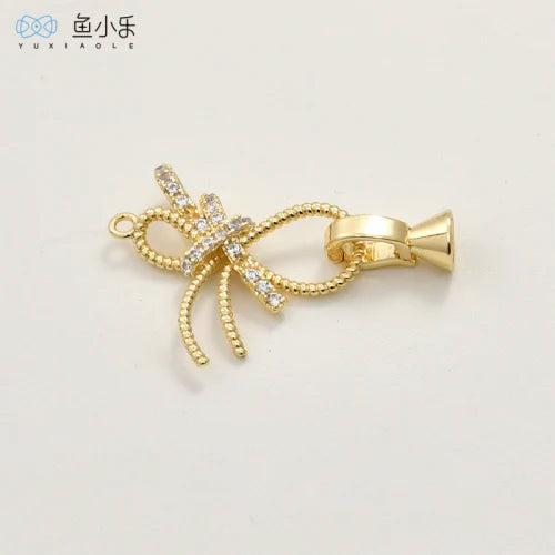 14K Bowknot Zircon Bracelet Buckle DIY Jewelry Accessory