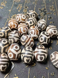 Natural Daluo Dzi Beads Double Hearts Turtle Back 18*22mm Oval