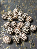 Natural Daluo Dzi Beads Double Hearts Turtle Back 18*22mm Oval