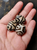 Natural Daluo Dzi Beads Double Hearts Turtle Back 18*22mm Oval