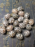 Natural Daluo Dzi Beads Double Hearts Turtle Back 18*22mm Oval