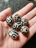 Natural Daluo Dzi Beads Double Hearts Turtle Back 18*22mm Oval