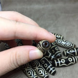 1LOT Dzi Stone 12.5mm*38mm Yellow Bead Tibetan Mystical Heaven Eyed Beads
