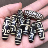 1LOT Dzi Stone 12.5mm*38mm Yellow Bead Tibetan Mystical Heaven Eyed Beads