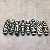 1LOT Dzi Stone 12.5mm*38mm Yellow Bead Tibetan Mystical Heaven Eyed Beads
