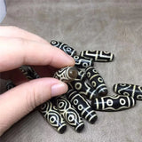 1LOT Dzi Stone 12.5mm*38mm Yellow Bead Tibetan Mystical Heaven Eyed Beads