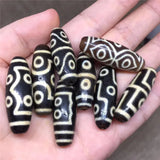 1LOT Dzi Stone 12.5mm*38mm Yellow Bead Tibetan Mystical Heaven Eyed Beads