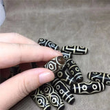 1LOT Dzi Stone 12.5mm*38mm Yellow Bead Tibetan Mystical Heaven Eyed Beads