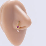 Colorful CZ Flower Butterfly Charm Nose Hoop Dangling Pendant Nose Ring