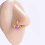 Colorful CZ Flower Butterfly Charm Nose Hoop Dangling Pendant Nose Ring