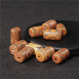 Antique Tibet Agates Dzi Beads Brown Geometric Stone Buddhist Beads