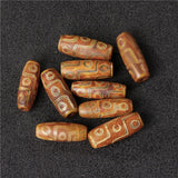 Antique Tibet Agates Dzi Beads Brown Geometric Stone Buddhist Beads