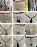Natural Stone Beads Rosary Necklace with Tassel Pendant