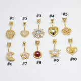 925 Silver Navel Ring Cubic Zircon Dangle Belly Piercing
