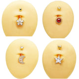 925 Silver Navel Ring Cubic Zircon Dangle Belly Piercing