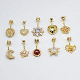 925 Silver Navel Ring Cubic Zircon Dangle Belly Piercing