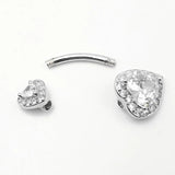 925 Silver CZ Belly Button Ring Heart Navel Piercing Sexy Body Jewelry