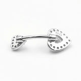 925 Silver CZ Belly Button Ring Heart Navel Piercing Sexy Body Jewelry
