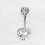 925 Silver CZ Belly Button Ring Heart Navel Piercing Sexy Body Jewelry